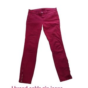 J brand Brick-Ref skinny jeans with side ankle zip. Perfect for holiday season.